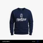 Graffiti Panther Printed Navy Blue Sweatshirt for Men