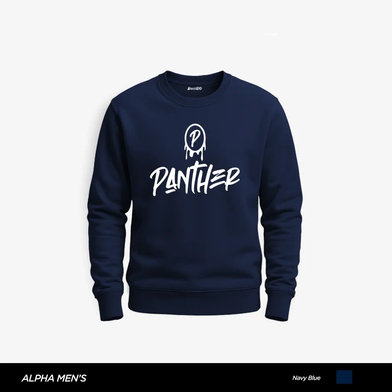 Graffiti Panther Printed Navy Blue Sweatshirt for Men Graffiti Panther Printed Navy Blue Sweatshirt for Men