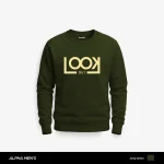Look Out Printed Army Green Sweatshirt for Men