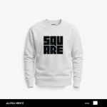 Square Printed White Sweatshirt for Men