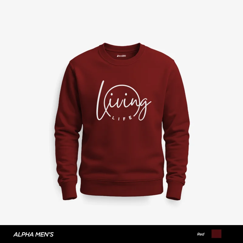 Living Signature Printed Red Sweatshirt for Men Living Signature Printed Red Sweatshirt for Men