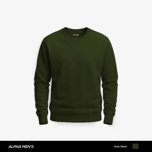 Core Plain Army Green Sweatshirt for Men