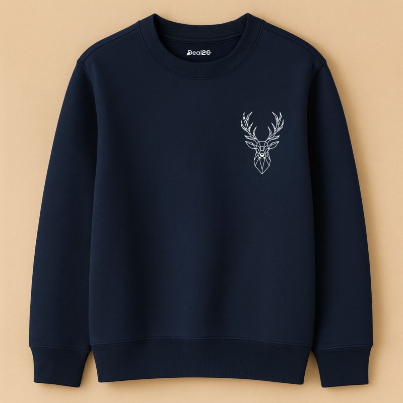 Stag Deeric Printed Navy Blue Sweatshirt for Men Stag Deeric Printed Navy Blue Sweatshirt for Men