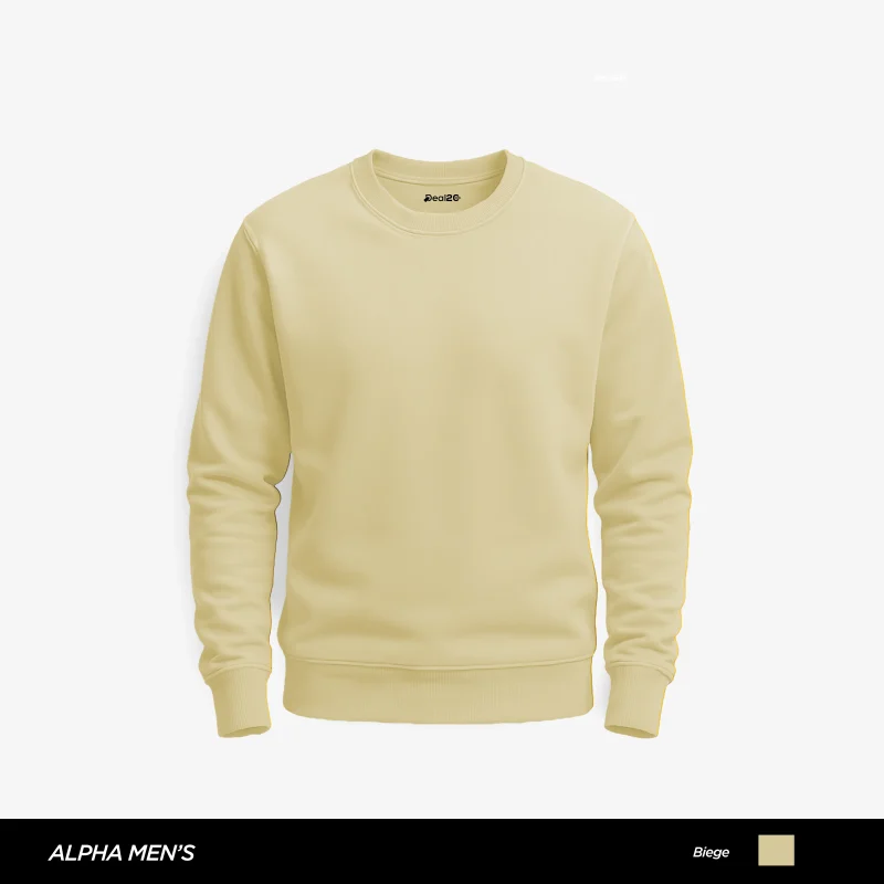 Modern Plain Beige Sweatshirt for Men Modern Plain Beige Sweatshirt for Men
