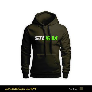 Storm Printed Army-Green Hoodie For Men