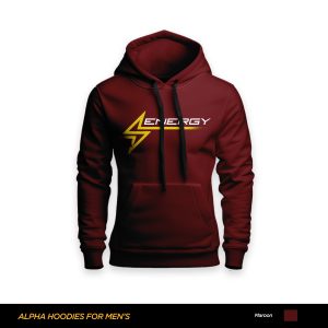 Energy Printed Maroon Hoodie For Men