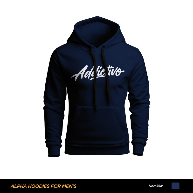 Addictive Printed Navy-Blue Hoodie For Men Addictive Printed Navy-Blue Hoodie For Men