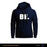 Be Printed Navy Blue Hoodie For Men