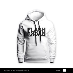 Flash Back Printed White Hoodie For Men