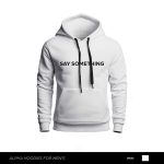 Say Something Printed White Hoodie For Men