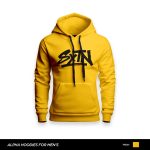 SXTN Alpha Printed Yellow Hoodie For Men