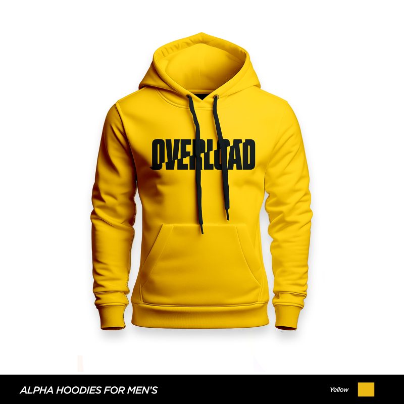 Overload Printed Yellow Hoodie For Men Overload Printed Yellow Hoodie For Men