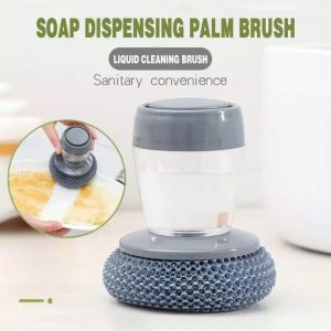 Liquid Dish Washing Brush – Soap Dispensing Palm Scrubber