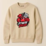 Fitness Freak Zone Printed Beige Sweatshirt for Men