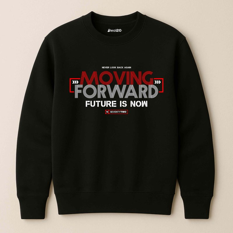 Moving Forward Printed Black Sweatshirt for Men