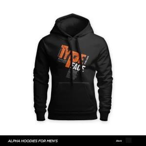 Type Face Printed Black Hoodie For Men