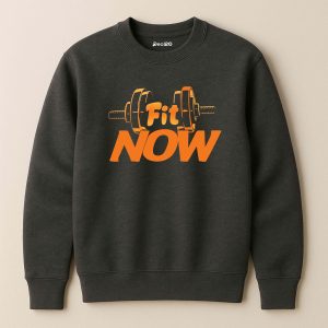 Fit Now Printed Charcoal Sweatshirt for Men
