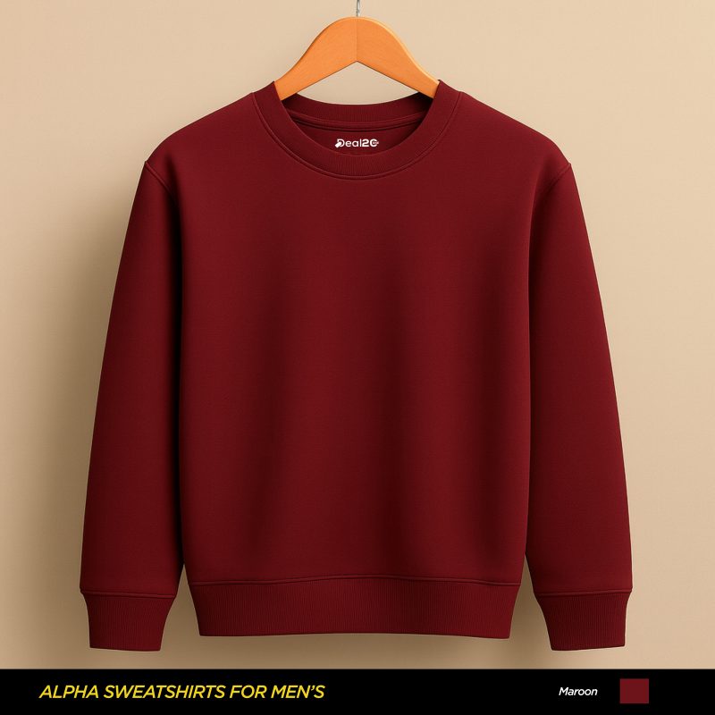 Solid Plain Maroon Sweatshirt for Men Solid Plain Maroon Sweatshirt for Men