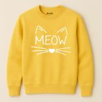 Cute Meow Printed Yellow Sweatshirt for Women
