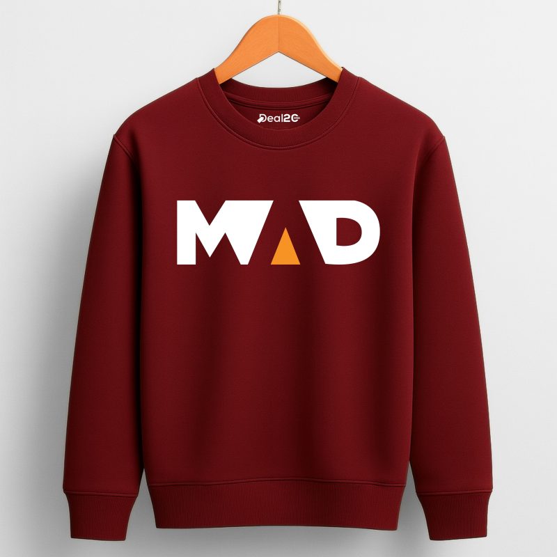 Mad Printed Maroon Sweatshirt for Tween Kids