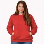 Red Cotton Front Pocket Sweatshirt for Women