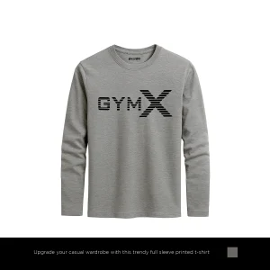 Core Gym X Printed Charcoal Long Sleeve T-Shirt for Men