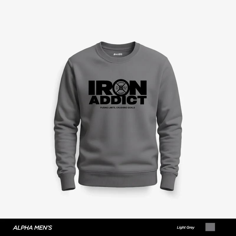 Iron Addict Printed Grey Sweatshirt for Men Iron Addict Printed Grey Sweatshirt for Men