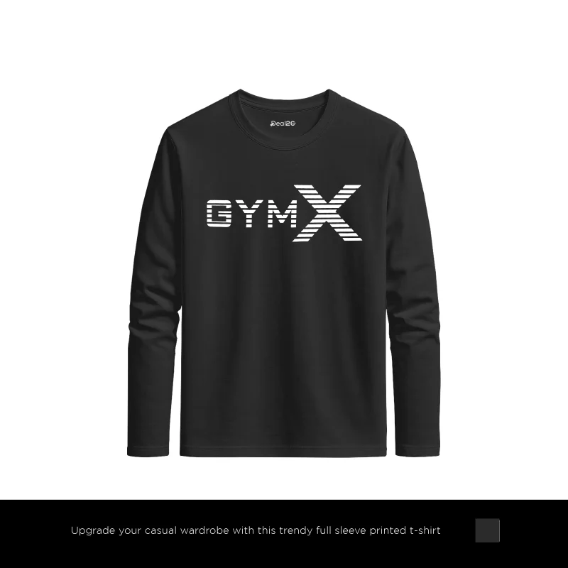 Flex Gym X Printed Black Long Sleeve T-Shirt for Men Flex Gym X Printed Black Long Sleeve T-Shirt for Men