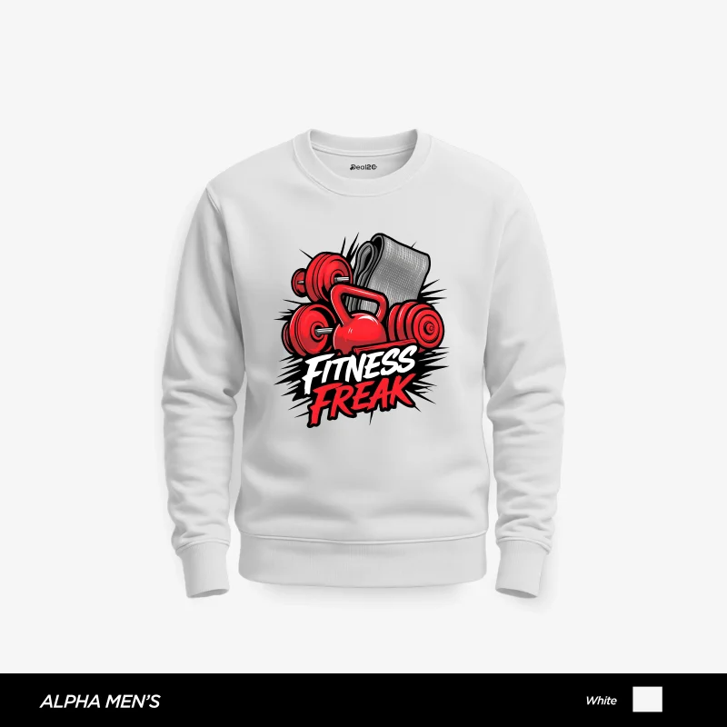Fitness Pack Printed White Sweatshirt for Men Fitness Pack Printed White Sweatshirt for Men