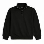Black Half Zip - Lined Sweatshirt for Mens