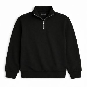 Black Half Zip - Lined Sweatshirt for Mens