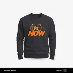 Fit Dumbbell Printed Dark Grey Sweatshirt for Men