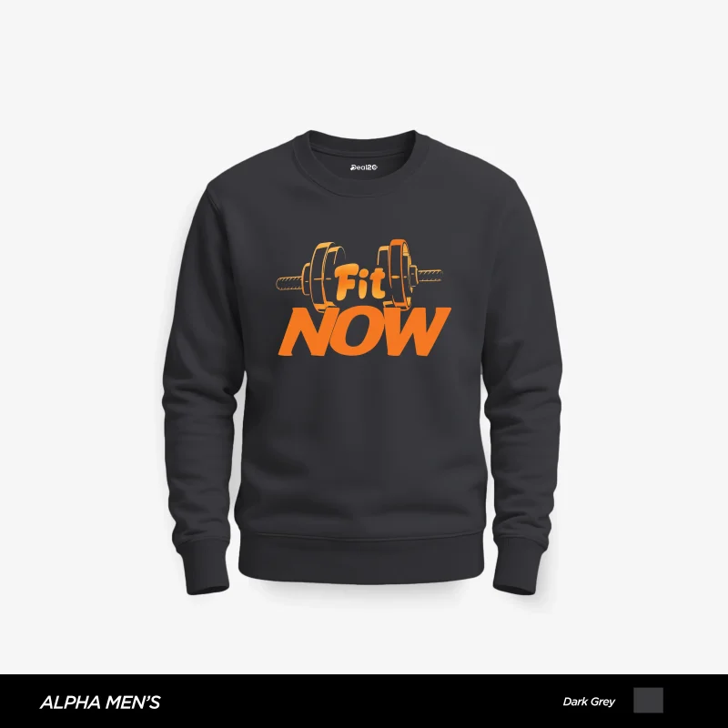 Fit Dumbbell Printed Dark Grey Sweatshirt for Men Fit Dumbbell Printed Dark Grey Sweatshirt for Men