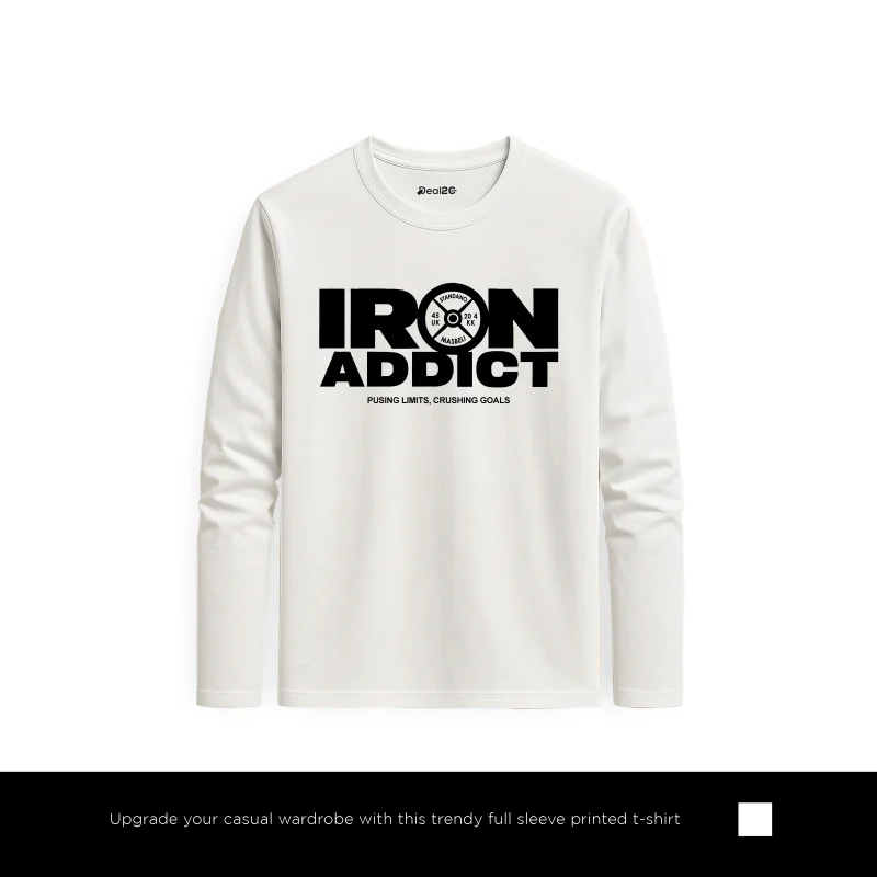 Iron Goals Printed White Long Sleeve T-Shirt for Men Iron Goals Printed White Long Sleeve T-Shirt for Men