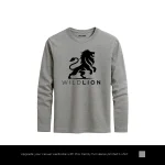 King Wild Lion Printed Charcoal Long Sleeve T-Shirt for Men
