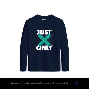 Just Only Printed Navy Blue Long Sleeve T-Shirt for Men