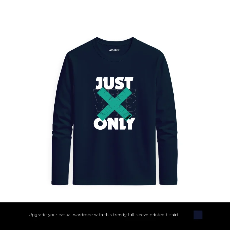 Just Only Printed Navy Blue Long Sleeve T-Shirt for Men Just Only Printed Navy Blue Long Sleeve T-Shirt for Men