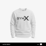 Gym X Printed White Sweatshirt for Men