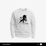Wild Lion Printed White Sweatshirt for Men