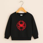 Red Spider Printed Black Sweatshirt for Young Kids