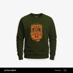 Build Muscles Printed Army Green Sweatshirt for Men
