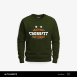 Hard Crossfit Printed Army Green Sweatshirt for Men