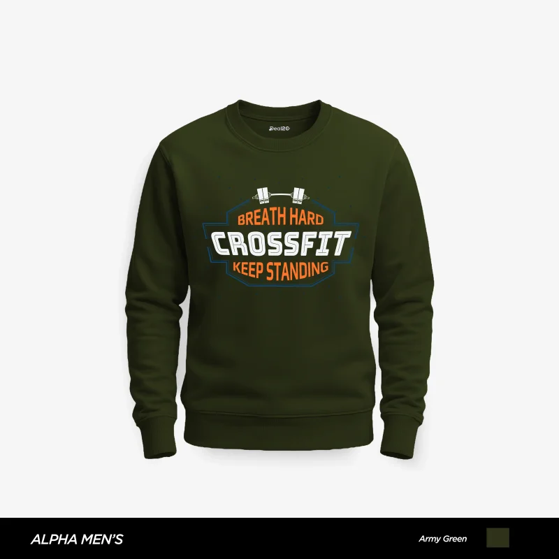 Hard Crossfit Printed Army Green Sweatshirt for Men Hard Crossfit Printed Army Green Sweatshirt for Men