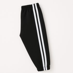 Black Double Stripe Sweatpant for Girls