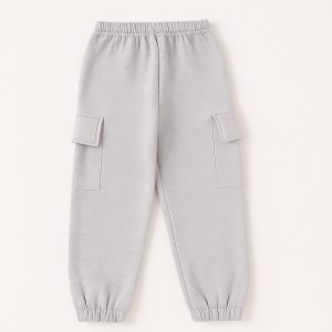 Heather Grey Cargo Style Sweatpant For Girls
