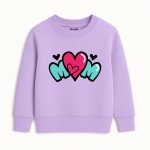 M Heart Printed Purple Sweatshirt for Girls