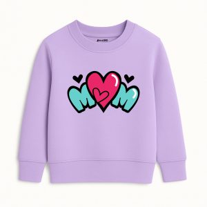M Heart Printed Purple Sweatshirt for Girls
