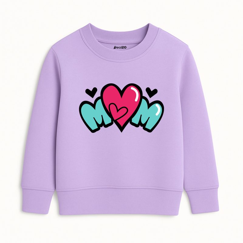 M Heart Printed Purple Sweatshirt for Girls