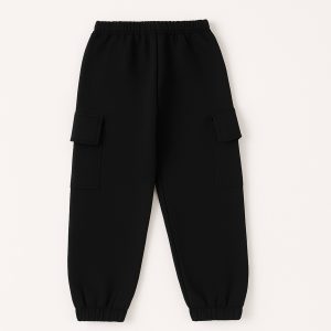 Black Cargo Style Sweatpant For Girls