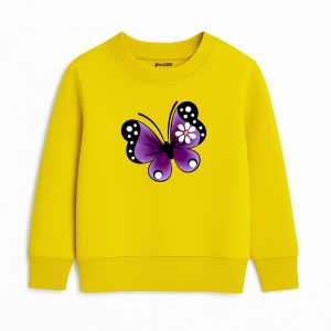 Butterfly Printed Yellow Sweatshirt for Girls